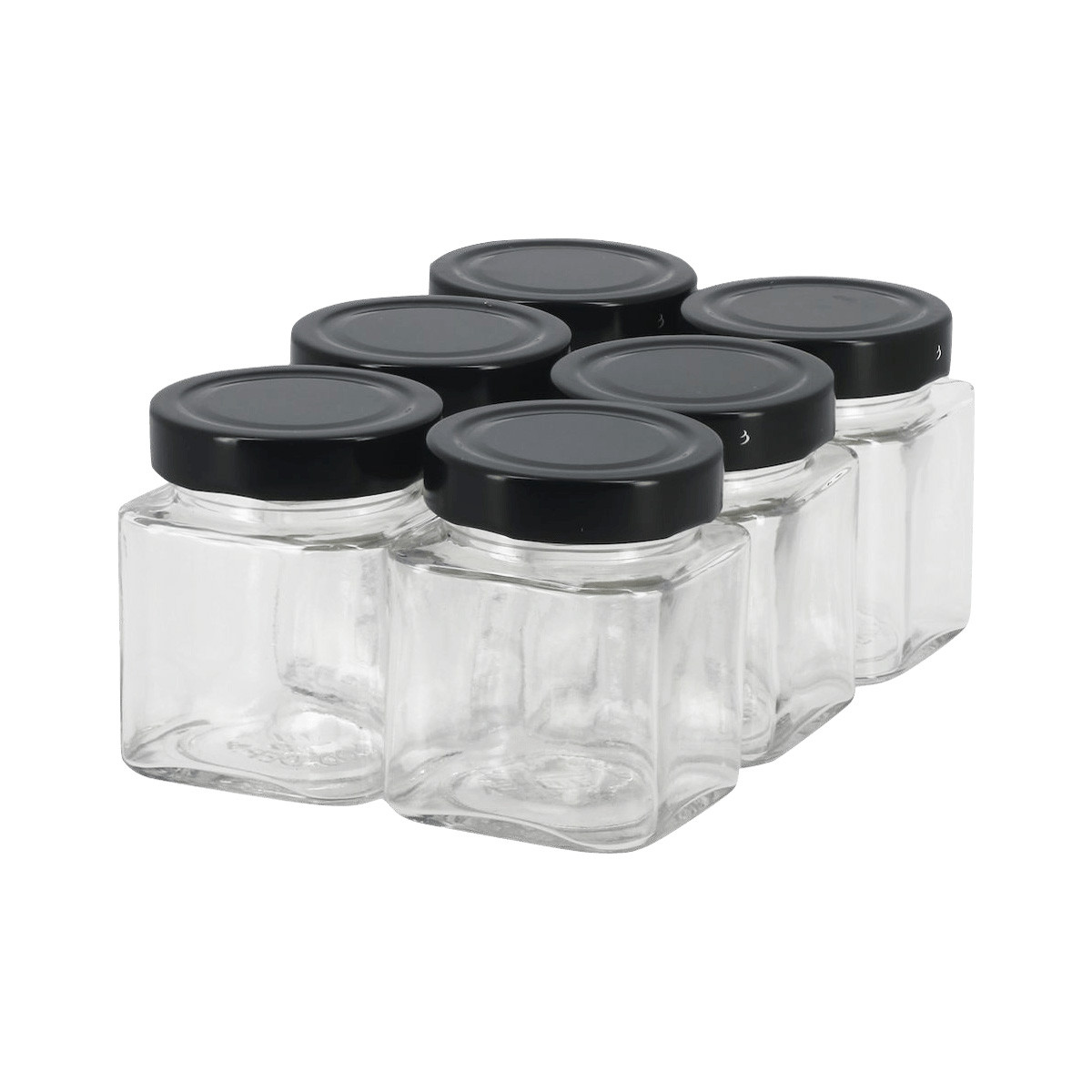 6 Pot Verre Quadro Jupe Haute 212 Ml Couvercles