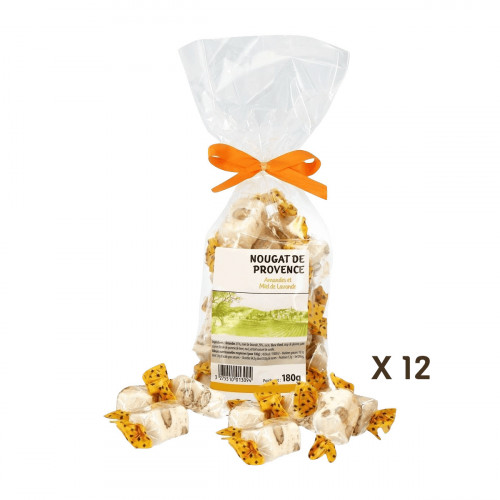 Carton de 12 sachets de nougat blanc 180g