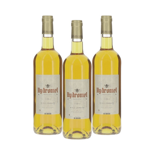 Lot de 3 bouteilles d'hydromel artisanal 75cl Miels Lombard