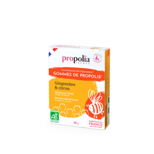 Gommes de Propolis Bio , Sirop d'agave, gingembre et citron